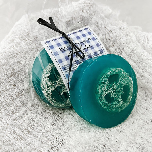 Gingham Shea Butter Loofah Soap - MODERN SKYN ALCHEMY HANDCRAFTED SKINCARE