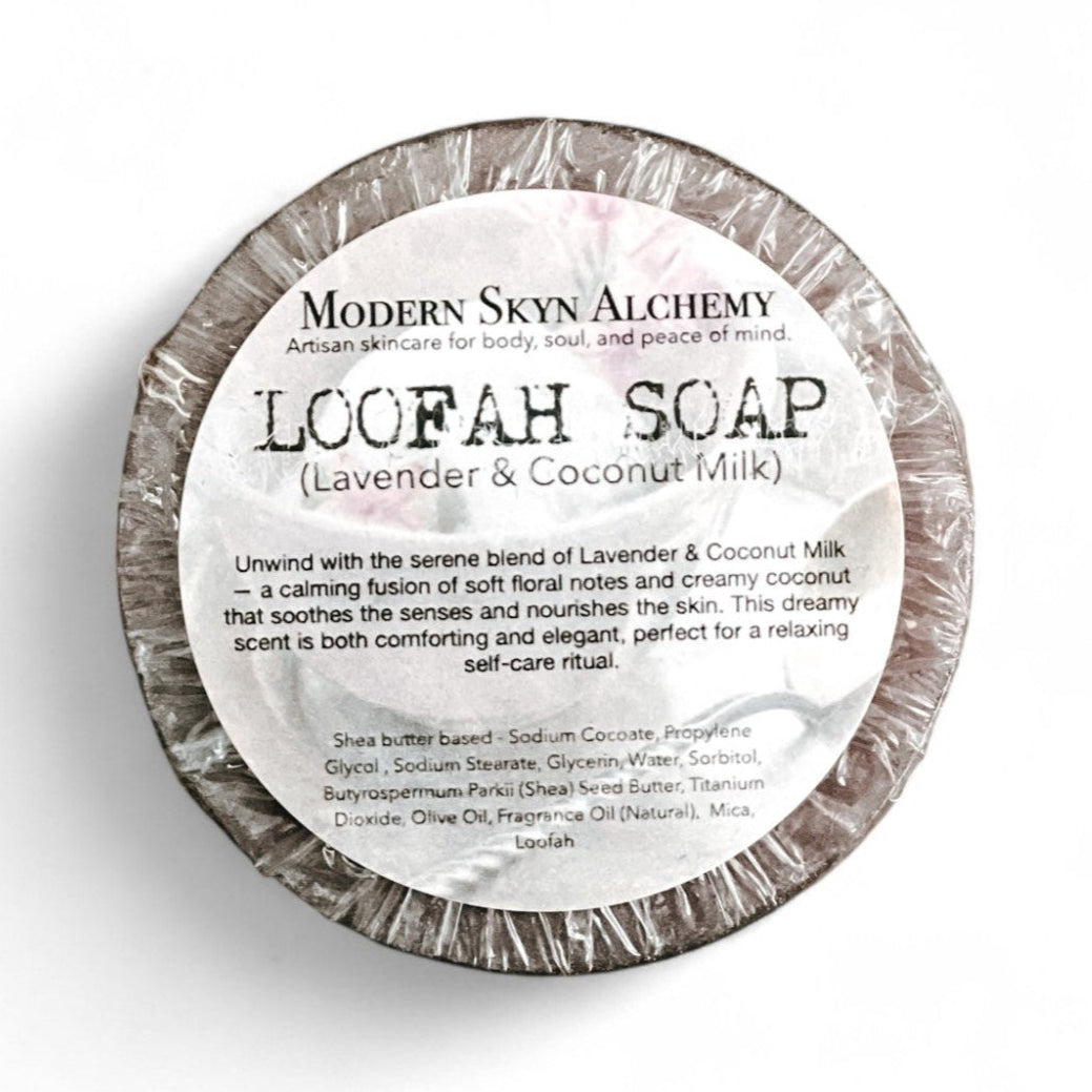 Handcrafted Loofah Soaps -  Lavender & Coconut Milk