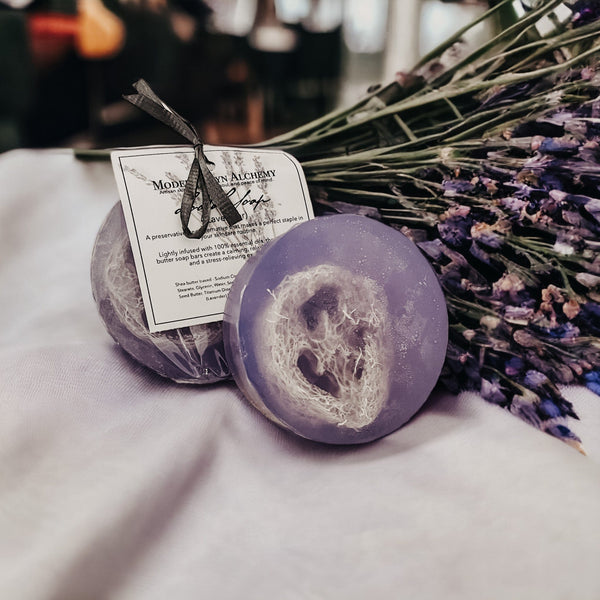Lavender Loofah Soap - MODERN SKYN ALCHEMY HANDCRAFTED SKINCARE