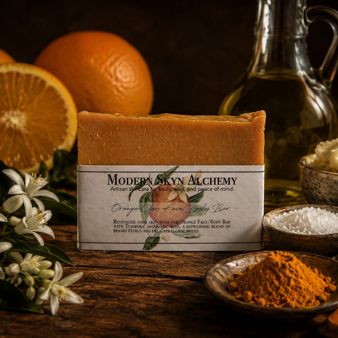 Orange Clay Face/Body Bar with Turmeric and Kojic Acid